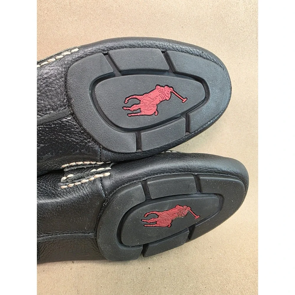 Polo Ralph Lauren (Sz 9 D) Telly Driving Shoes Loafers Black Pebbled Leather